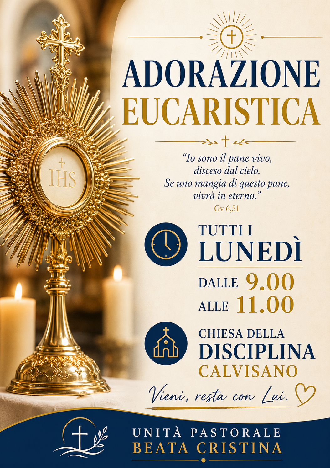 Locandina dell'Adorazione eucaristica del lunedì