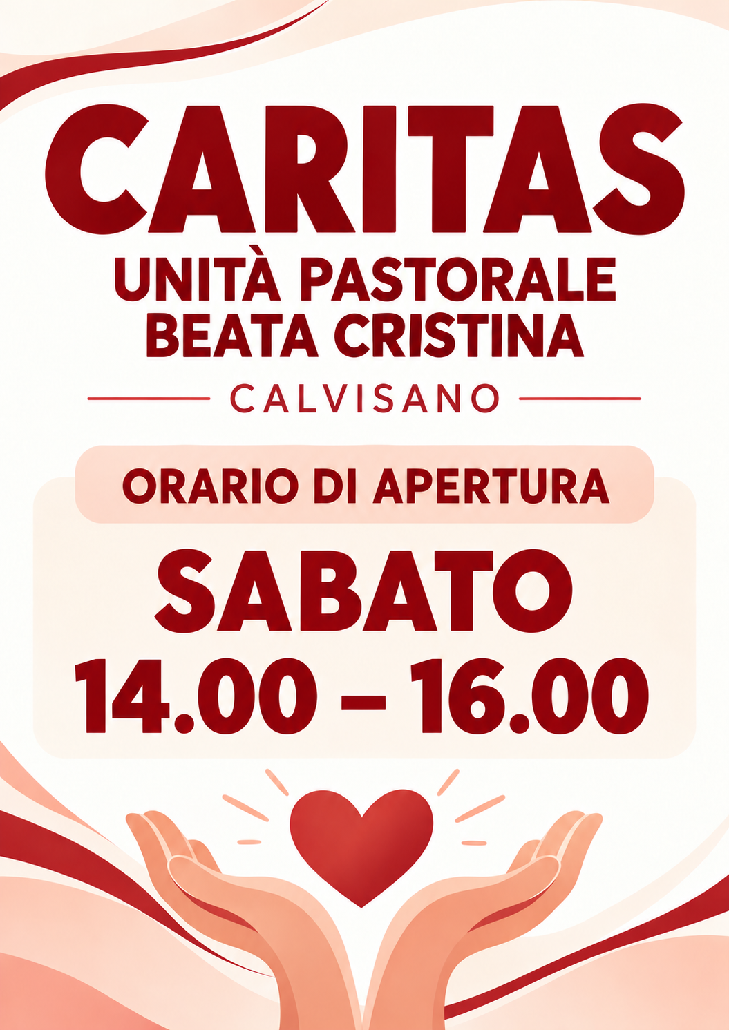 Caritas dell'Unità Pastorale Beata Cristina, Calvisano: aperta il sabato dalle 14.00 alle 16.00
