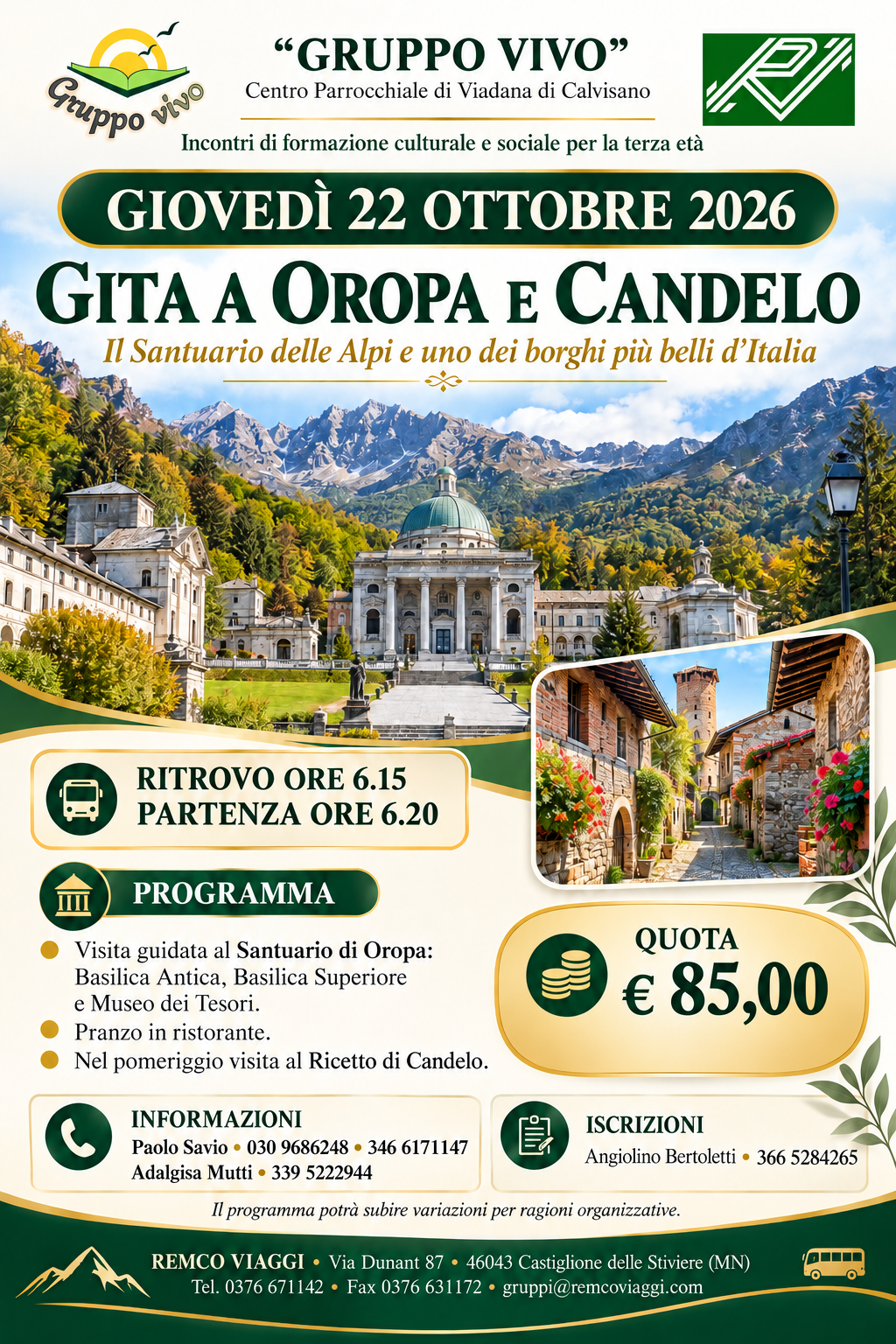 Gruppo Vivo: gita a Oropa e Candelo