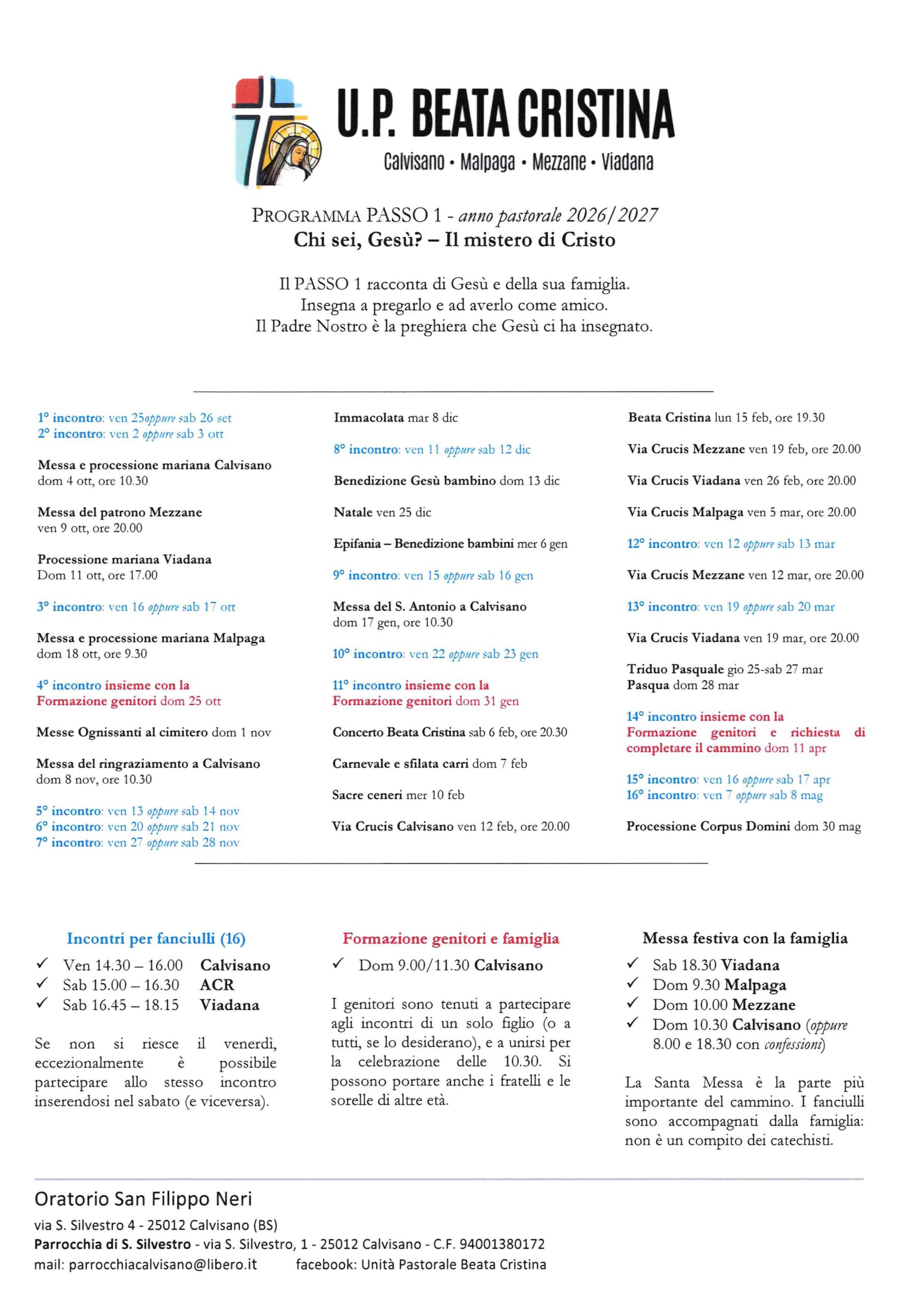 Programma 2026/2027 del Passo 1