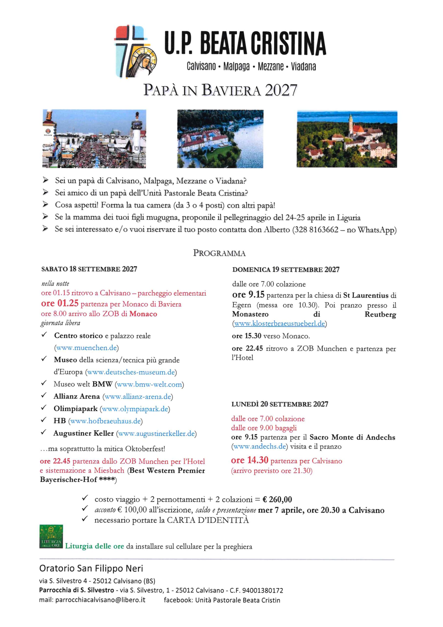 Pellegrinaggio dei papà in Baviera, 18-20 settembre