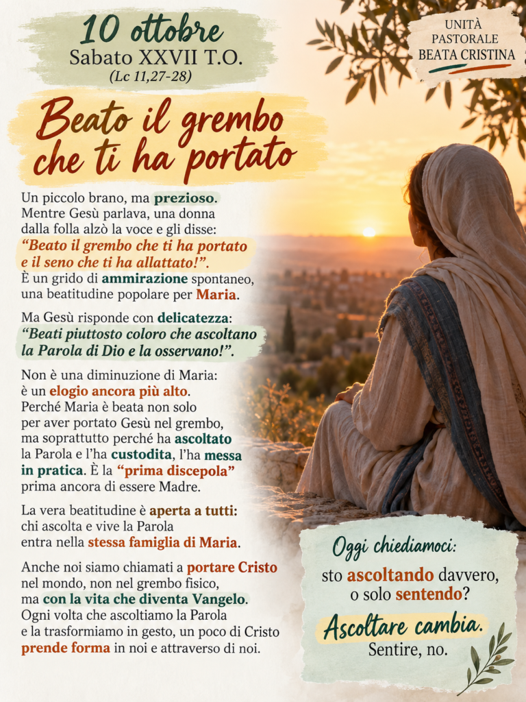 Commento al Vangelo del 10 ottobre