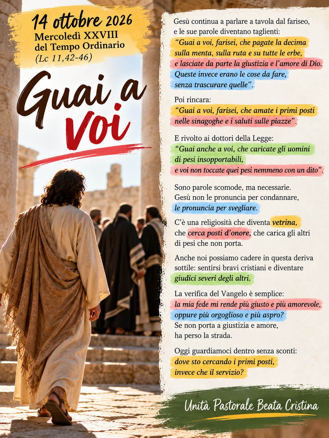Commento al Vangelo del 14 ottobre: guai a voi