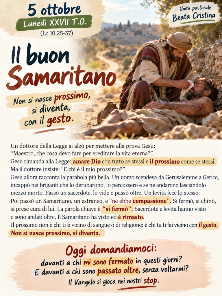 Commento al Vangelo del 5 ottobre