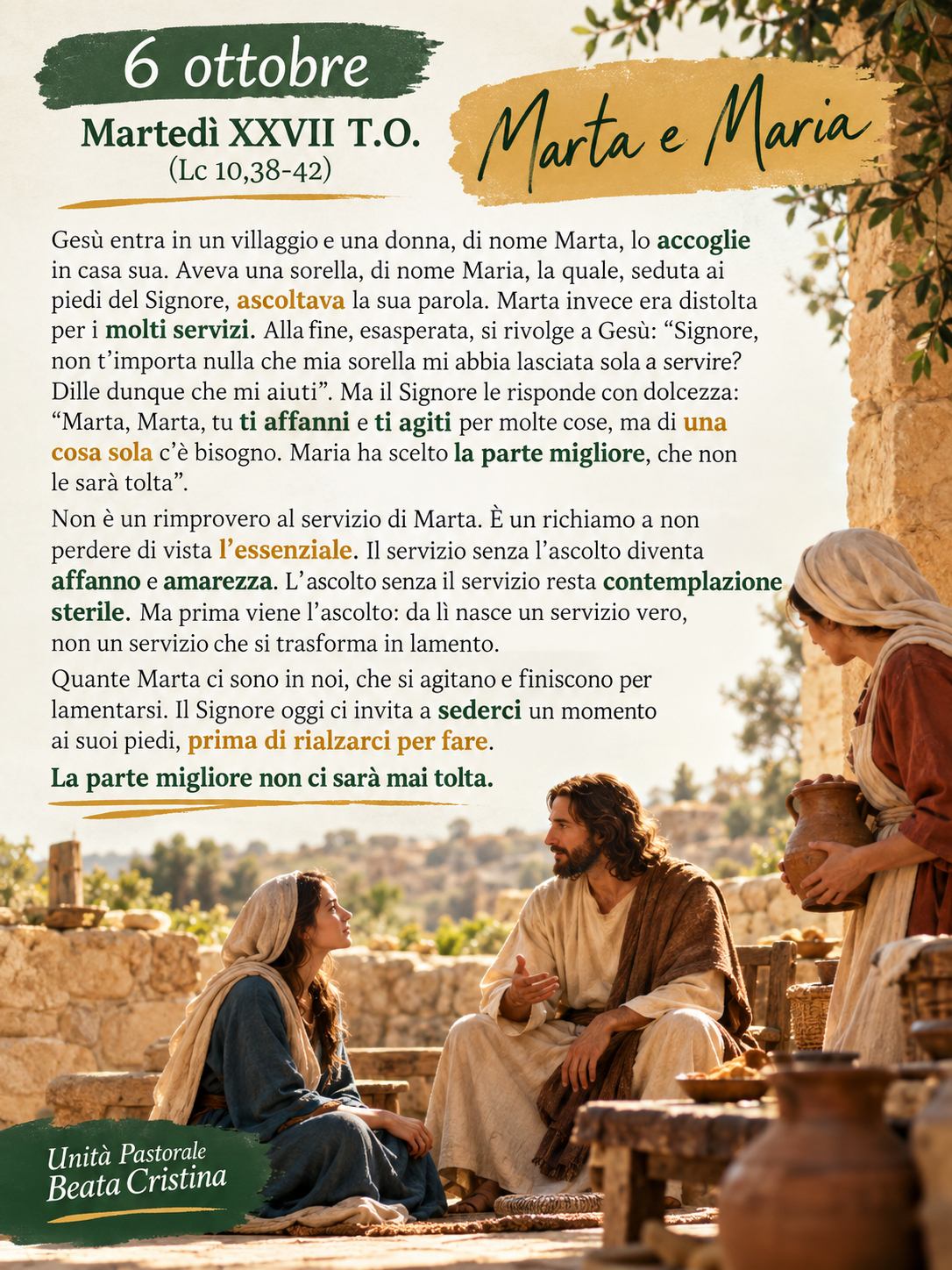 Commento al Vangelo del 6 ottobre